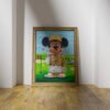 classic wooden frame mockup poster on the wooden floor Mickey Mouse Golfista - Printed Art